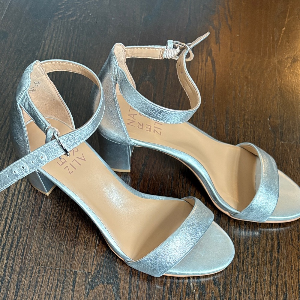 Naturalizer Vera Silver Block Heel Sandals